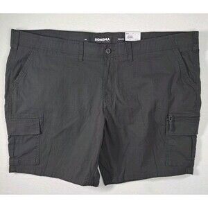 Sonoma Big & Tall  Ripstop Cargo Shorts Mens Sz 54 Gray Flexwear Rugged Work NWT